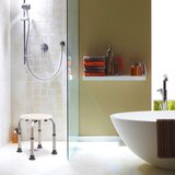 HealthSmart Compact Lightweight Shower Stool with Germ Protection, White, thumbnail image