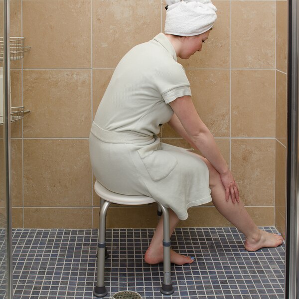 HealthSmart Compact Lightweight Shower Stool with Germ Protection, White