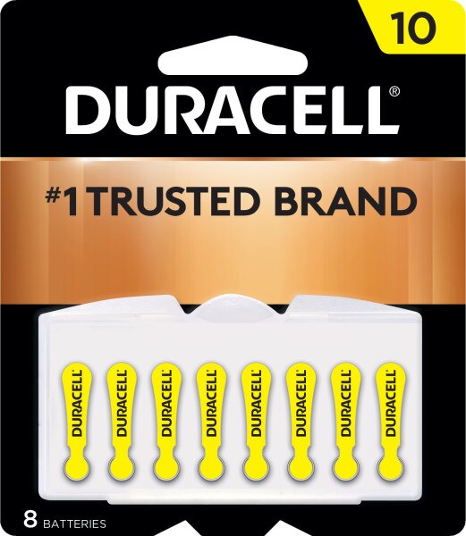 Duracell Size 10 Hearing Aid Batteries, 8/Pack (Yellow)