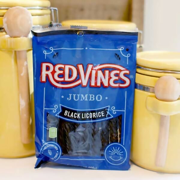 Red Vines Jumbo Twists, Soft & Chewy Black Licorice Candy, 8 oz