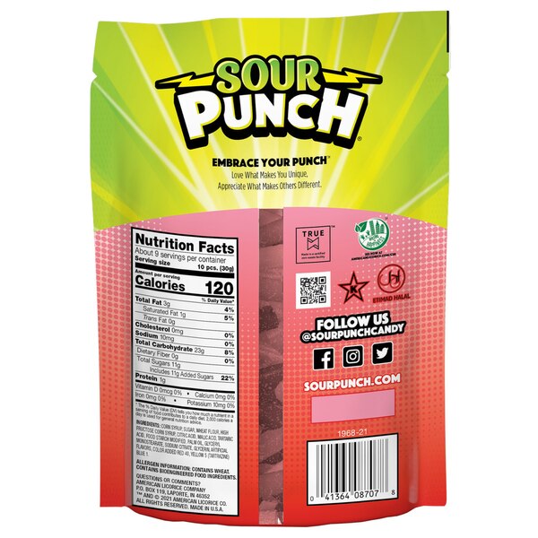 Sour Punch Rad Reds Gummy Candy, 9 oz