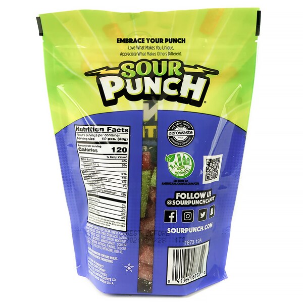 Sour Punch Bites, Assorted Chewy Candy, Resealable, 9 oz