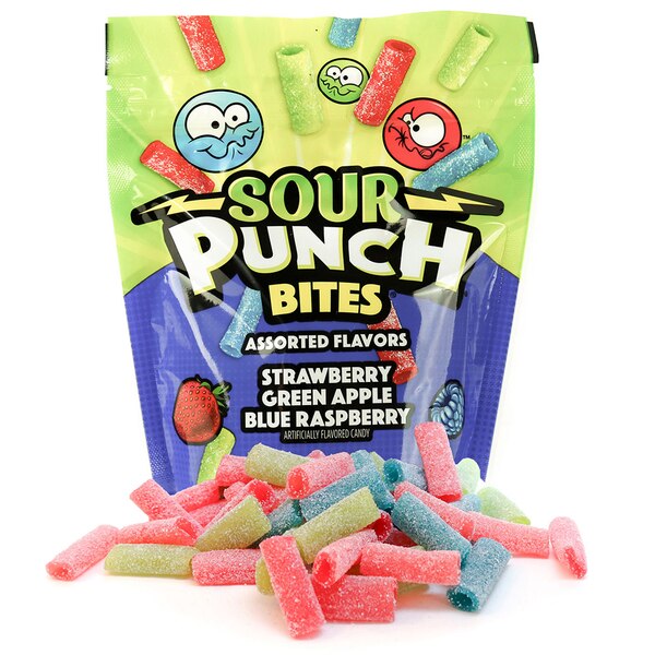 Sour Punch Bites, Assorted Chewy Candy, Resealable, 9 oz