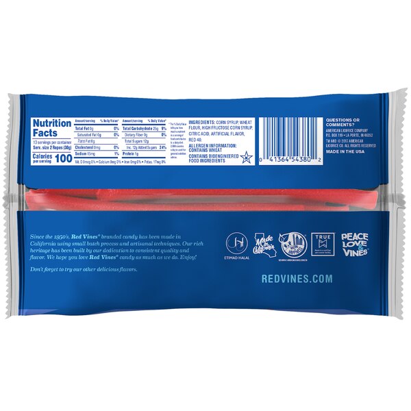 Red Vines Red Ropes Snack-Sized Licorice Candy Pieces, 14 OZ