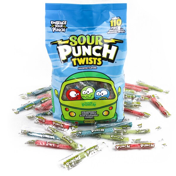 Sour Punch Twists, 3" Individually Wrapped Assorted Chewy Candy, 110 ct, 24.5 oz