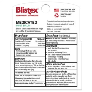 BLISTEX Mint Balm 3 PK;  Seals in moisture to soothe and prevent dry lips