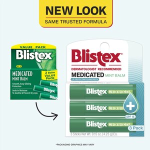 BLISTEX Mint Balm 3 PK;  Seals in moisture to soothe and prevent dry lips