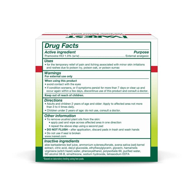 Ivarest Poison Ivy Oil Removal & Itch Pads, 30 CT