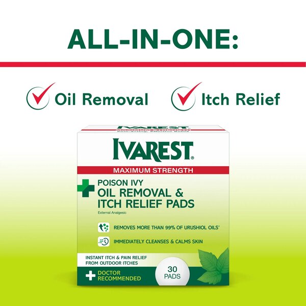 Ivarest Poison Ivy Oil Removal & Itch Pads, 30 CT