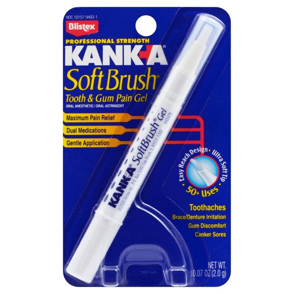 Kank-A Soft Brush Tooth and Gum Pain Gel, Professional Strength, 0.07 OZ