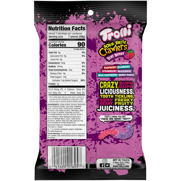 Trolli Sour Brite Crawlers Gummi Candy Very Berry