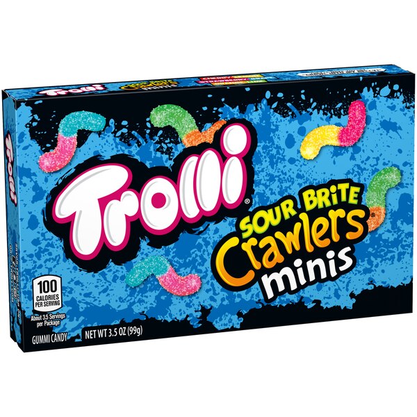 Trolli Sour Brite Crawlers Minis Gummi Candy Theater Box, 3.5 OZ