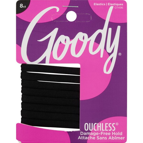 Goody Ouchless Hair Elastics, Black, 8 CT
