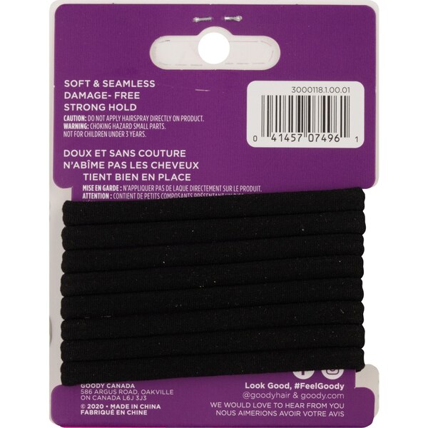 Goody Ouchless Hair Elastics, Black, 8 CT