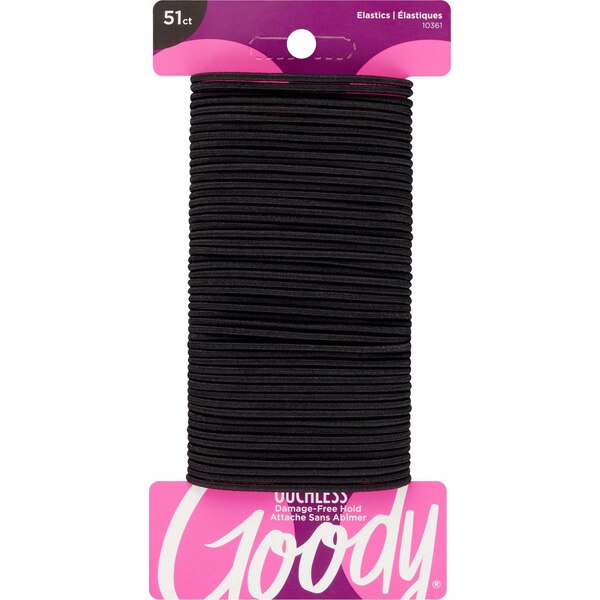 Goody Ouchless Elastic Hair Ties, Black, 2mm, 51 CT