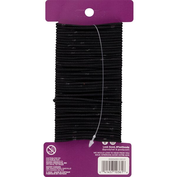 Goody Ouchless Elastic Hair Ties, Black, 2mm, 51 CT