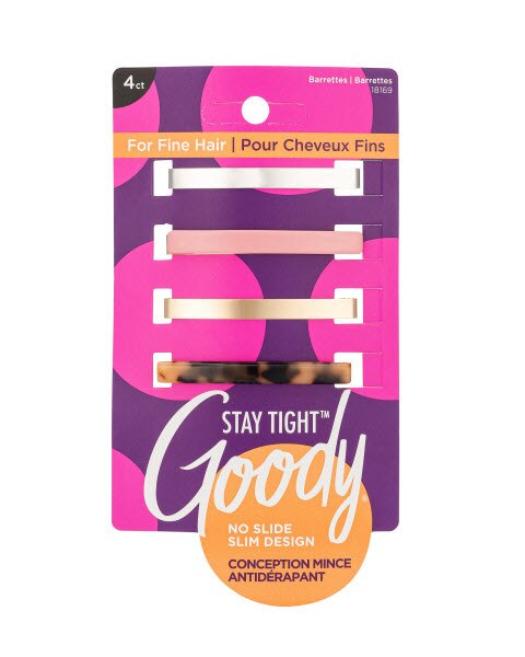 Goody Stay Tight Low Profile Barrettes, 4CT