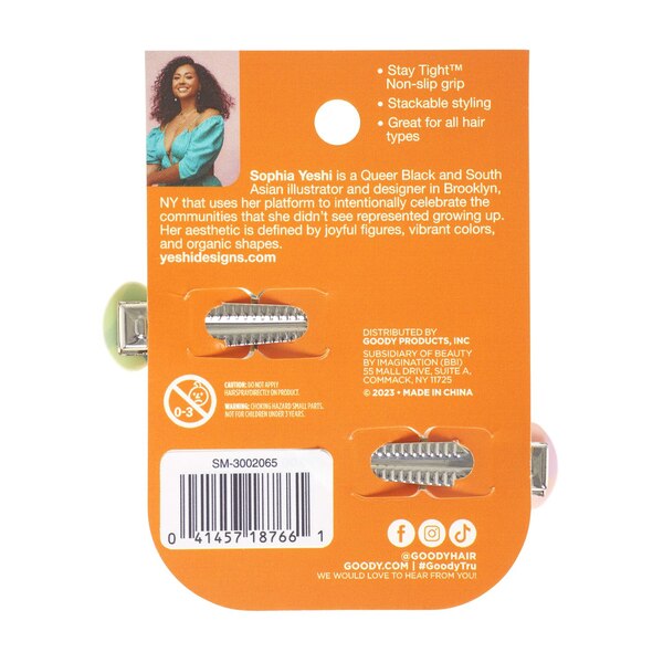 Goody x Sophia Yeshi Stay Tight Barrettes, 2 CT