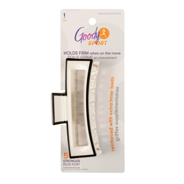 Goody Sport Forever SlideProof Rectangle Claw Clip for Thick Hair, White