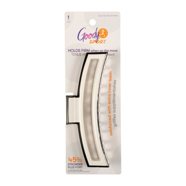Goody Sport Forever SlideProof Rectangle Claw Clip for Fine Hair, White