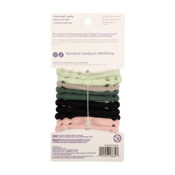 Goody Sport Forever Glow in the Dark Elastic Hair Ties, Green & Pink, 10 CT