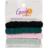 Goody Sport Ouchless Thin Scrunchies, Green & Pink, 4 CT, thumbnail image