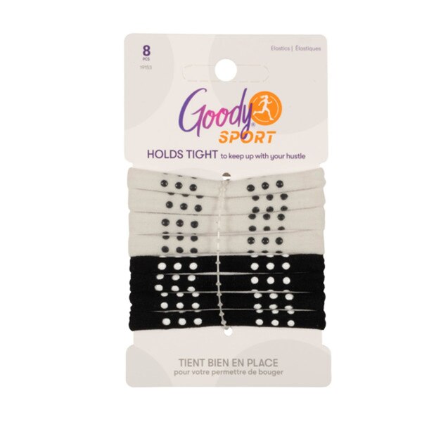 Goody Sport Ouchless Seamless Hair Elastics, Black & Gray, 8 CT