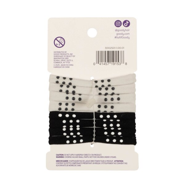 Goody Sport Ouchless Seamless Hair Elastics, Black & Gray, 8 CT