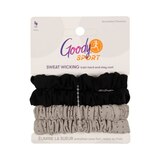 Goody Sport Ouchless Thin Scrunchies, Black & Gray, 4 CT, thumbnail image