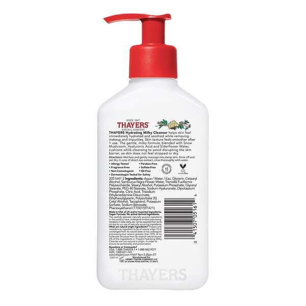 Thayers Hydrating Milky Face Wash, 8 OZ