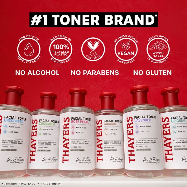 Thayers Alcohol-Free Rose Petal Witch Hazel Toner with Aloe Vera, 12 OZ