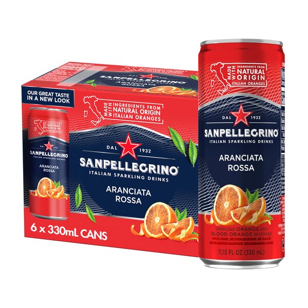 Sanpellegrino Italian Sparkling Drink Aranciata Rossa, 6 ct, Cans, 11.15 oz