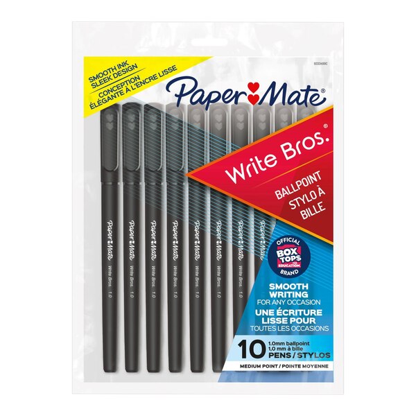 Papermate Black Capped Ball Point Pens, Black Ink, 10 ct