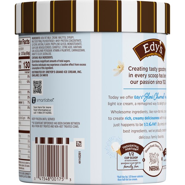 Edy's/Dreyer's No Sugar Added Light Vanilla Ice Cream, 1.5qt