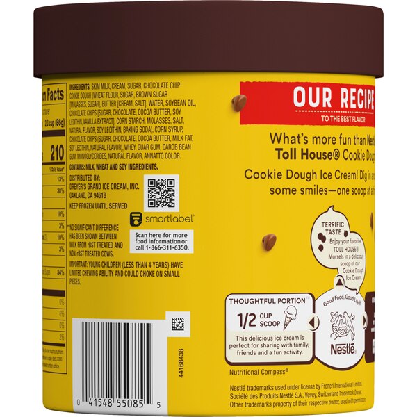 Nestle Toll House Cookie Dough Ice Cream, 1.5 Qt