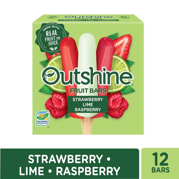 Outshine Strawberry, Lime, and Raspberry Frozen Fruit Bars Variety Pack, 12 Count