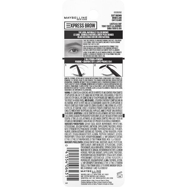 Maybelline Express Brow 2-In-1 Pencil and Powder, Eyebrow Makeup