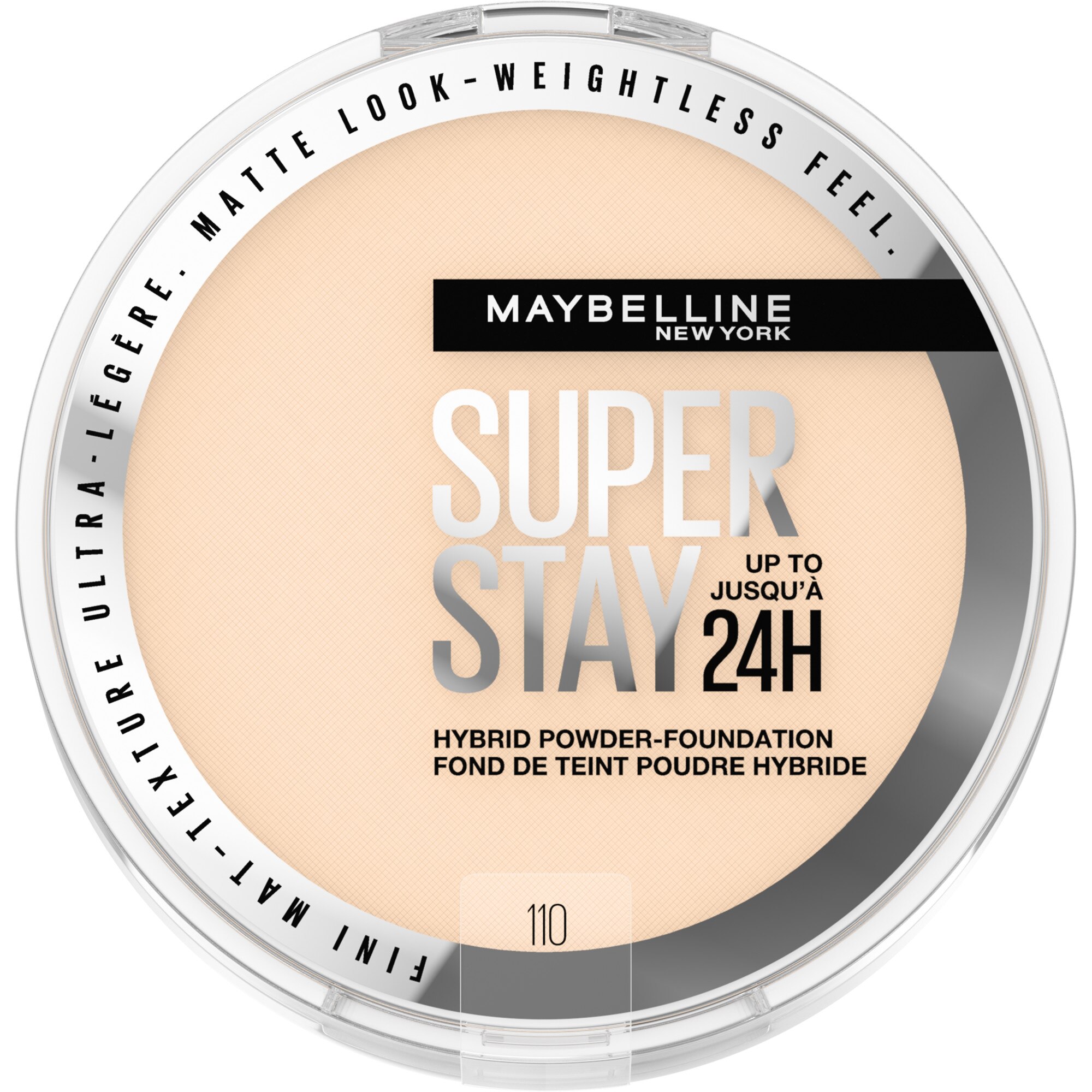 Maybelline New York Super Stay Up to 24HR Hybrid Powder-Foundation, 110, 0.21 OZ