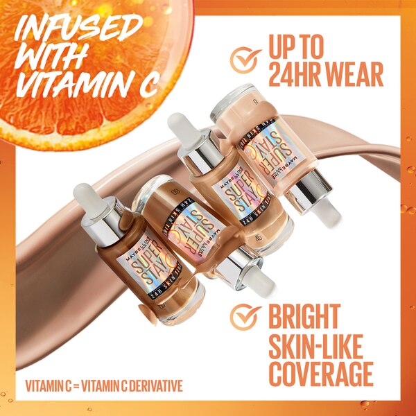 Maybelline New York Super Stay Up to 24HR Skin Tint with Vitamin C, 1 OZ