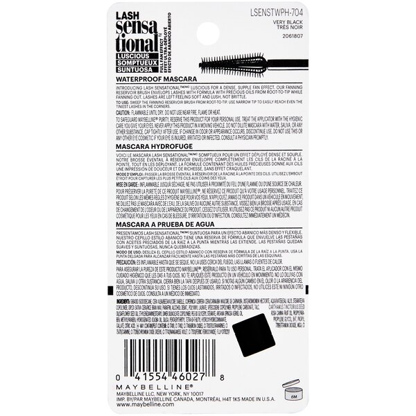 Maybelline Lash Sensational - Rímel resistente al agua, Luscious