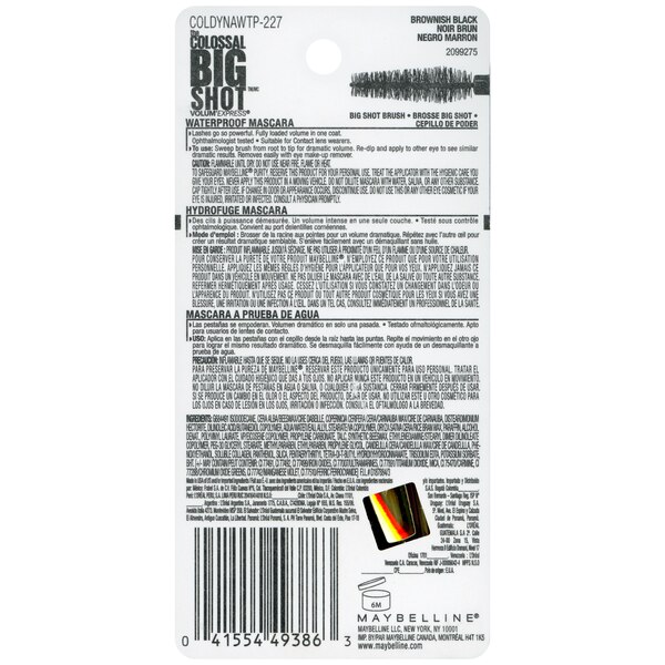 Maybelline Volum' Express The Colossal Big Shot Waterproof Mascara, Brownish Black