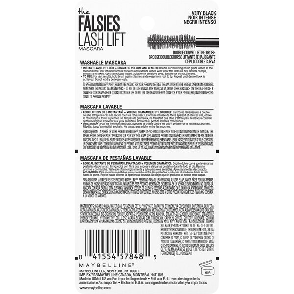 Maybelline The Falsies Lash Lift Washable Mascara Eye Makeup