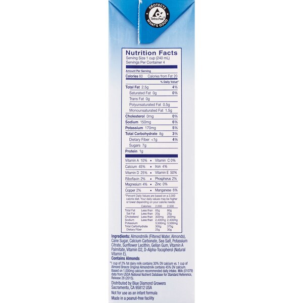 Blue Diamond Almond Breeze Almond Milk, 32 OZ