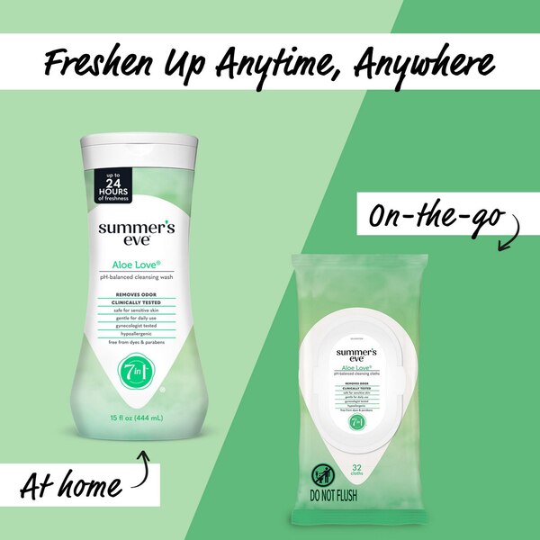Summers Eve Personal Hygiene Cloths Aloe Love