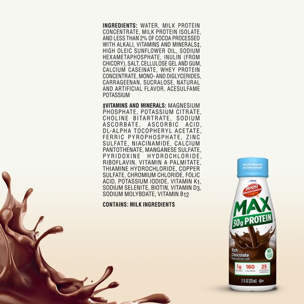 BOOST Glucose Control Max 30g Protein Ready to Drink Nutritional Drink, 11 FL OZ, 4 Pack
