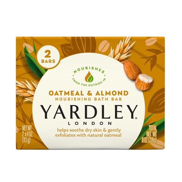 Yardley of London - Jabón de tocador, Oatmeal & Almond, 2 u.