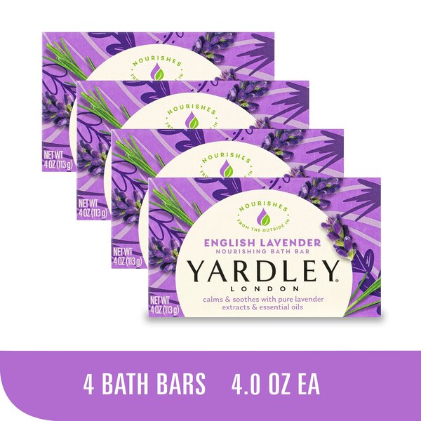 Yardley London Moisturizing Bath Bar, English Lavender, 4.25 OZ, 4 CT