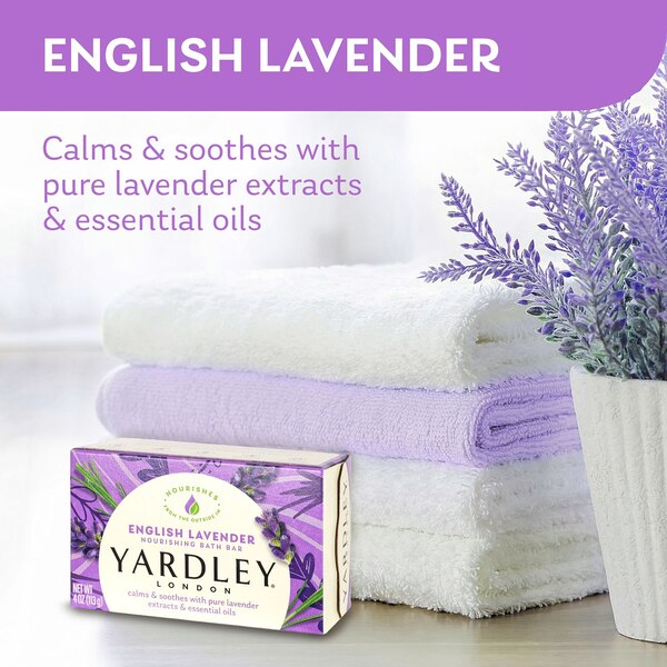 Yardley London Moisturizing Bath Bar, English Lavender, 4.25 OZ, 4 CT