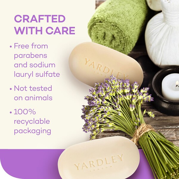 Yardley London Moisturizing Bath Bar, English Lavender, 4.25 OZ, 4 CT