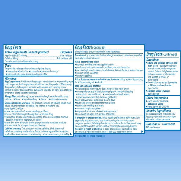 BC Aspirin Fast Pain Relief Powder